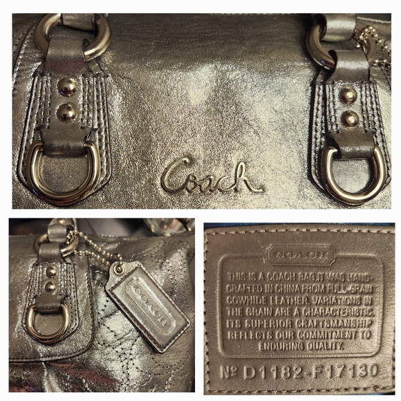 COACH Ashley Perforated Metallic Gunmetal Leather Satchel SALE SALE SALE!!! - Picture 11 of 16
